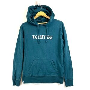 TENTREE Hoodie Womens Small Teal Green‎ Organic Cotton Pullover Sweatshirt